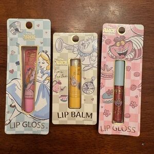 Disney Alice Lip Gloss and Balm Trio - Pink, Yellow, Red